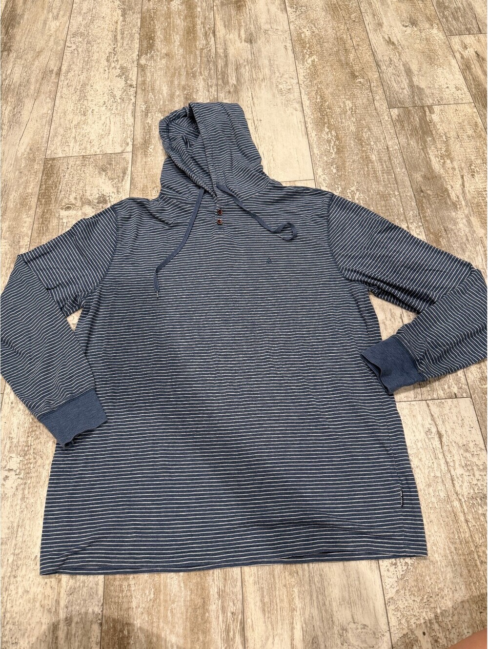 Volcom XL Blue Stripe Hooded Long Sleeve Skate Shirt
